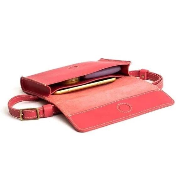 Portland Leather Basic Waist Belt Bag Adjustable Buckle Magnetic Coral Pink - Picture 3 of 12